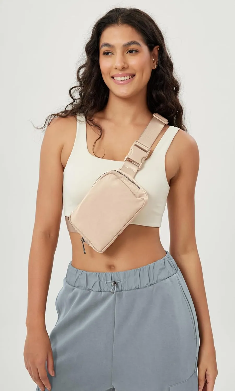 ODODOS Unisex Mini Belt Bag with Adjustable Strap Small Fanny Pack for Workout Running Traveling Hiking, Irish Cream