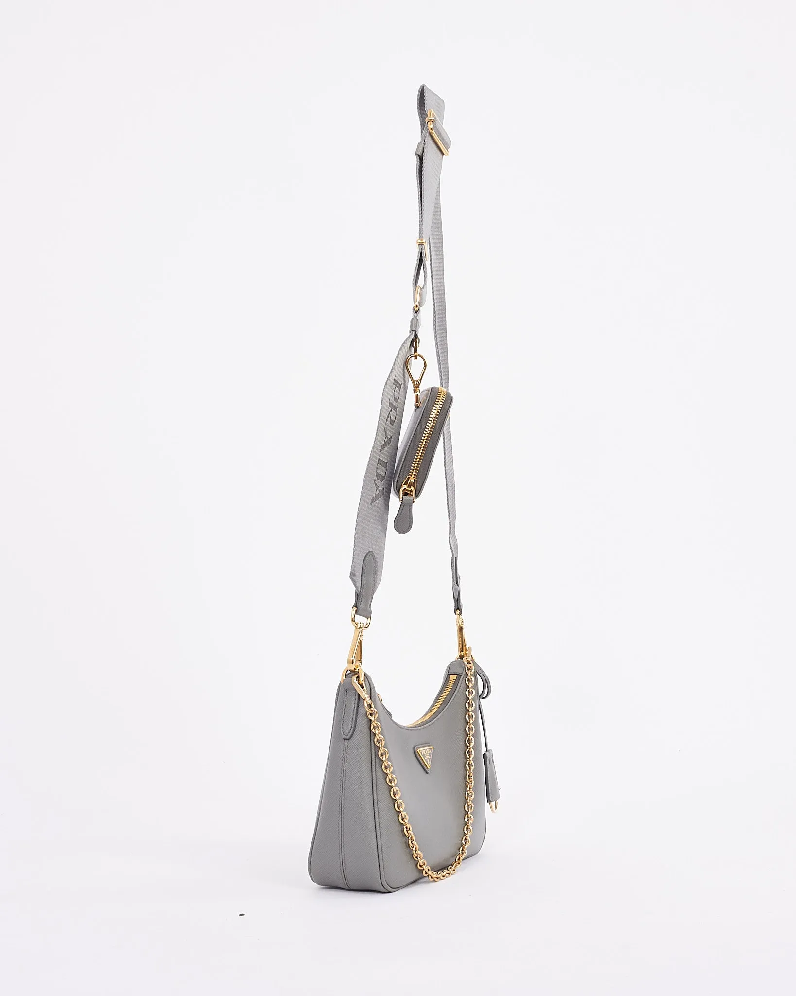 Prada Grey Leather Saffiano Lux Re-Edition 2005 Bag