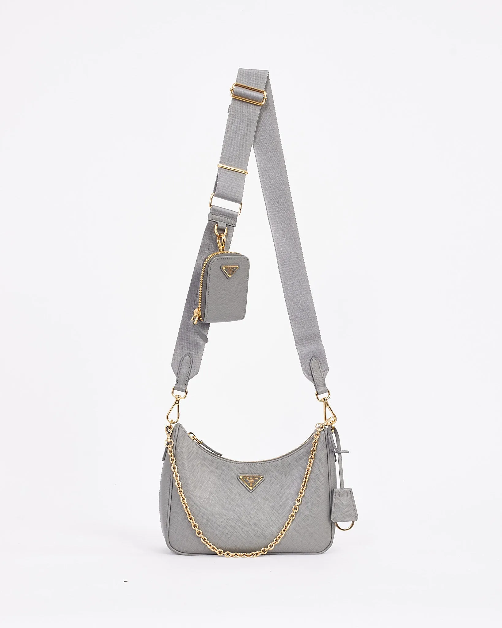 Prada Grey Leather Saffiano Lux Re-Edition 2005 Bag