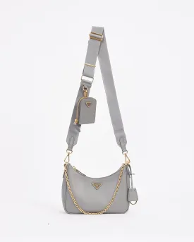 Prada Grey Leather Saffiano Lux Re-Edition 2005 Bag
