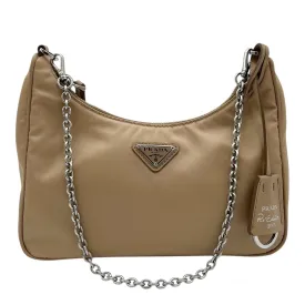 Prada Re-Edition 2005 Beige Crossbody Bag in Re-Nylon, Silver hardware S2411-002454AN