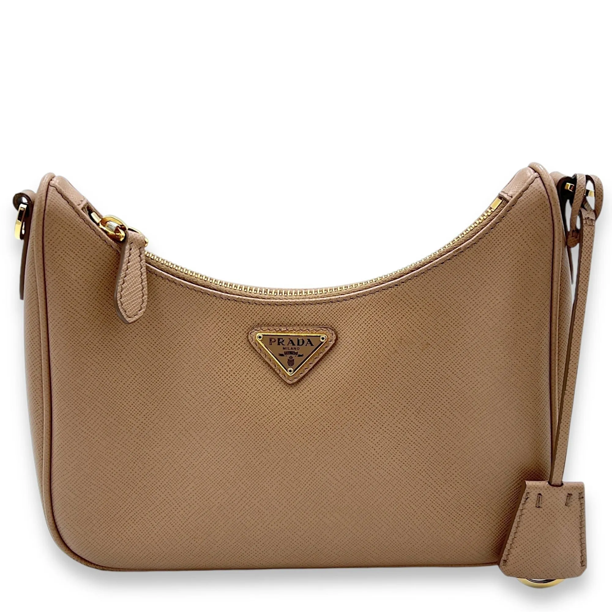 Prada  Re-Edition 2005 Beige Crossbody bag in Saffiano leather, Gold Hardware S2407068CH