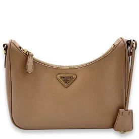 Prada  Re-Edition 2005 Beige Crossbody bag in Saffiano leather, Gold Hardware S2407068CH