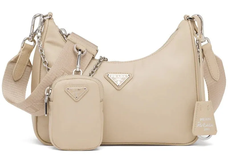 Prada Re-Edition 2005 Re-Nylon Bag Desert Beige