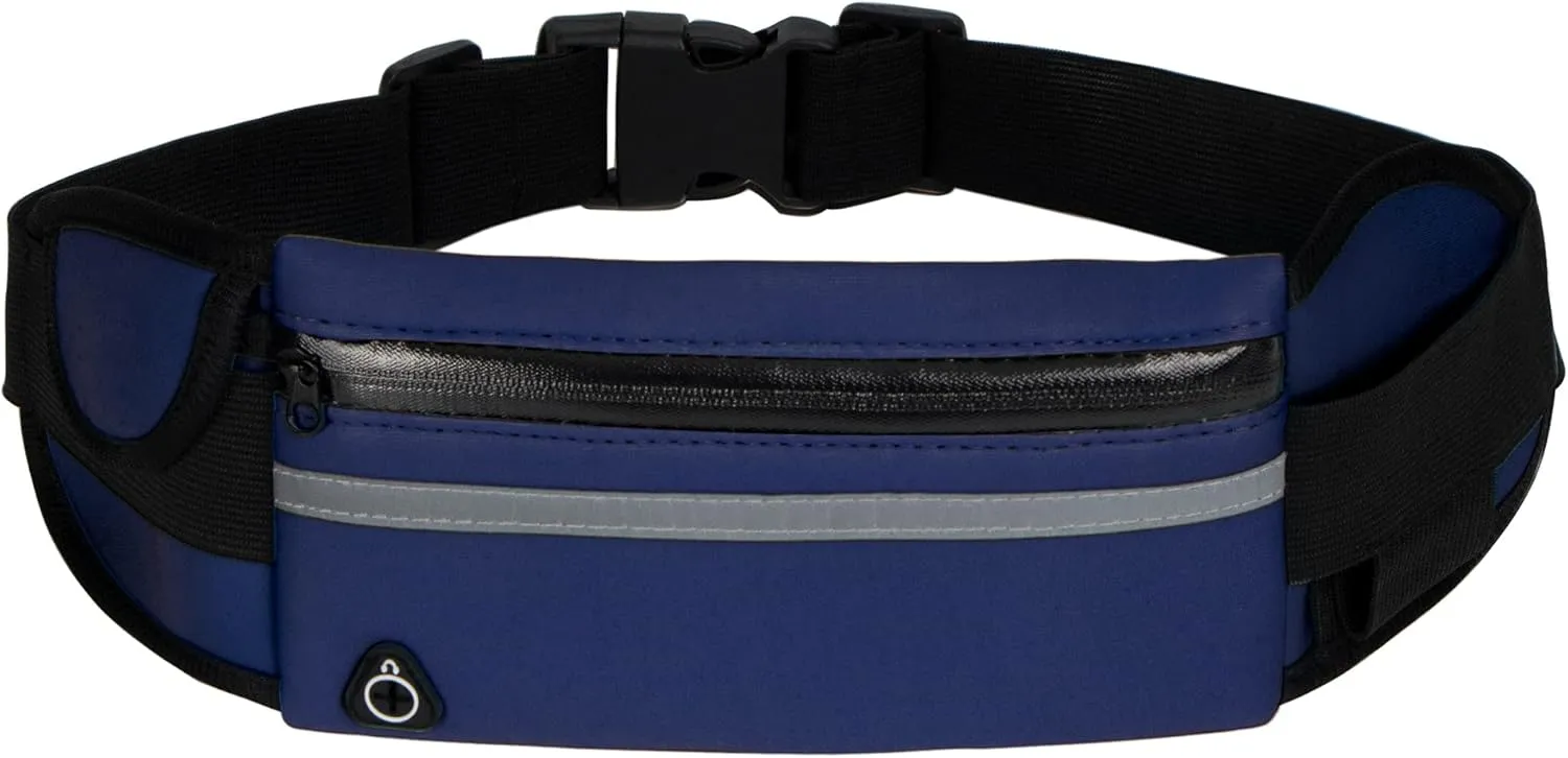 Running Belt Waist Packs,Workout Fanny Pack,Ultra Light Bounce Free Waist Pouch Fitness Workout Belt Sport Waist Pack for Women Men,Adjustable Waistband Bag for All Kinds of Phone (Navy blue)