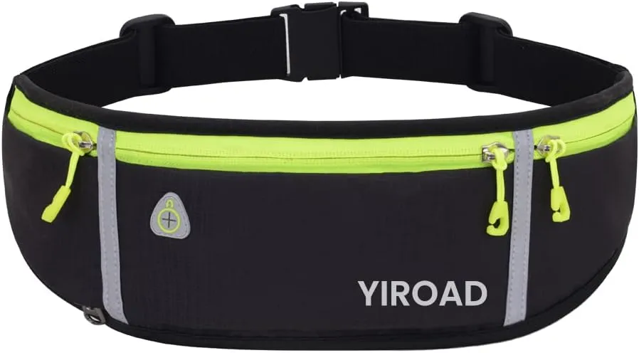 Running Belt, Waterproof Fanny Pack for Women Men, Workout Running Waist Pack Bag with Foldable Water Bottle Holder, Adjustable Running Pouch Phone Holder Accessories for All Phones iPhone