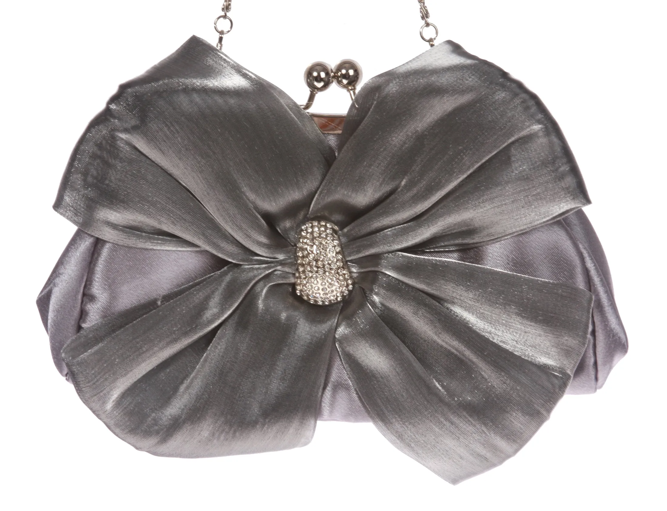 Satin Bow Clutch Purse Bling Rhinestone Clutch Evening Bag