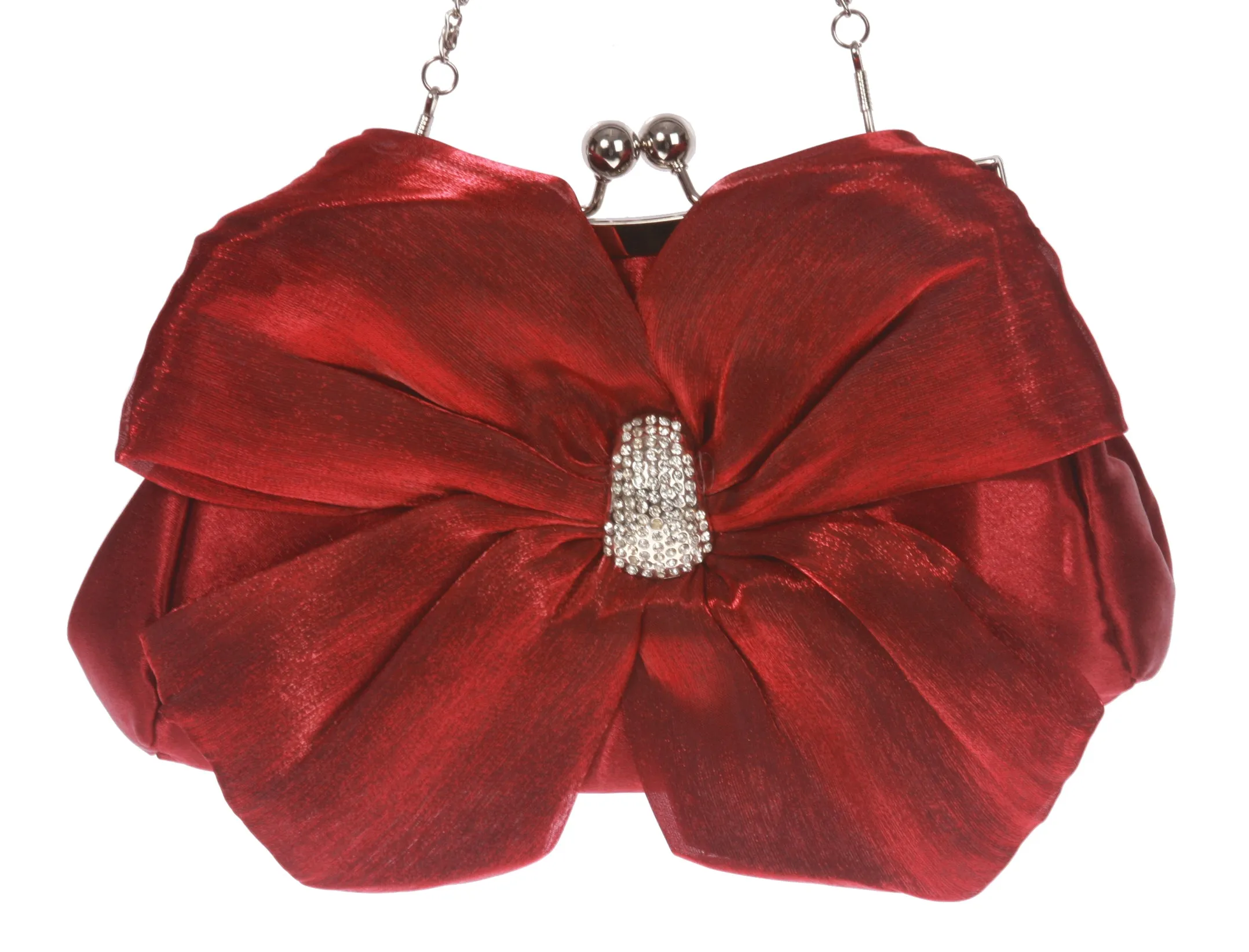 Satin Bow Clutch Purse Bling Rhinestone Clutch Evening Bag