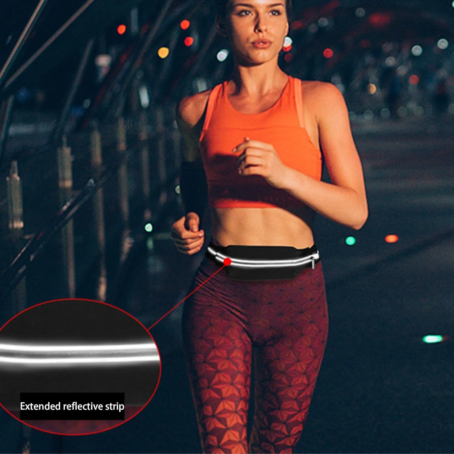 Slim Adjustable Running Belt Waist Pack, Reflective Runners Belt Jogging Pocket Belt,Waist Pack Bag for Hiking Cycling Workout,Holds All iPhone Models,Blue