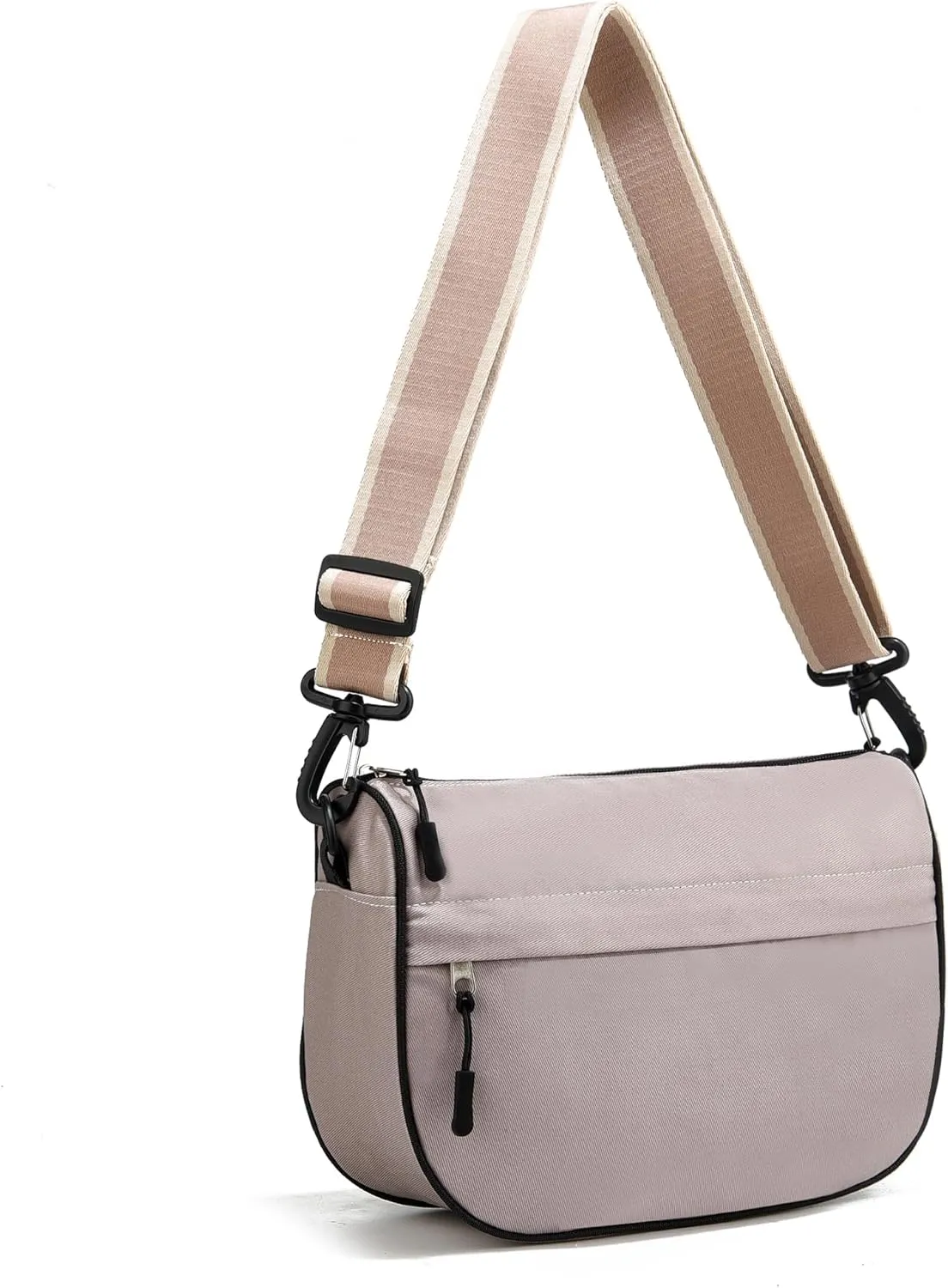 Small Crossbody Bag for Women Men Trendy, Crescent Bag with Adjustable Strap, 2 Zippers Lightweight WaterProof Bag