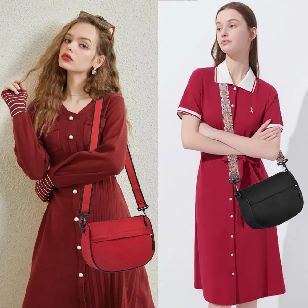 Small Crossbody Bag for Women Men Trendy, Crescent Bag with Adjustable Strap, 2 Zippers Lightweight WaterProof Bag