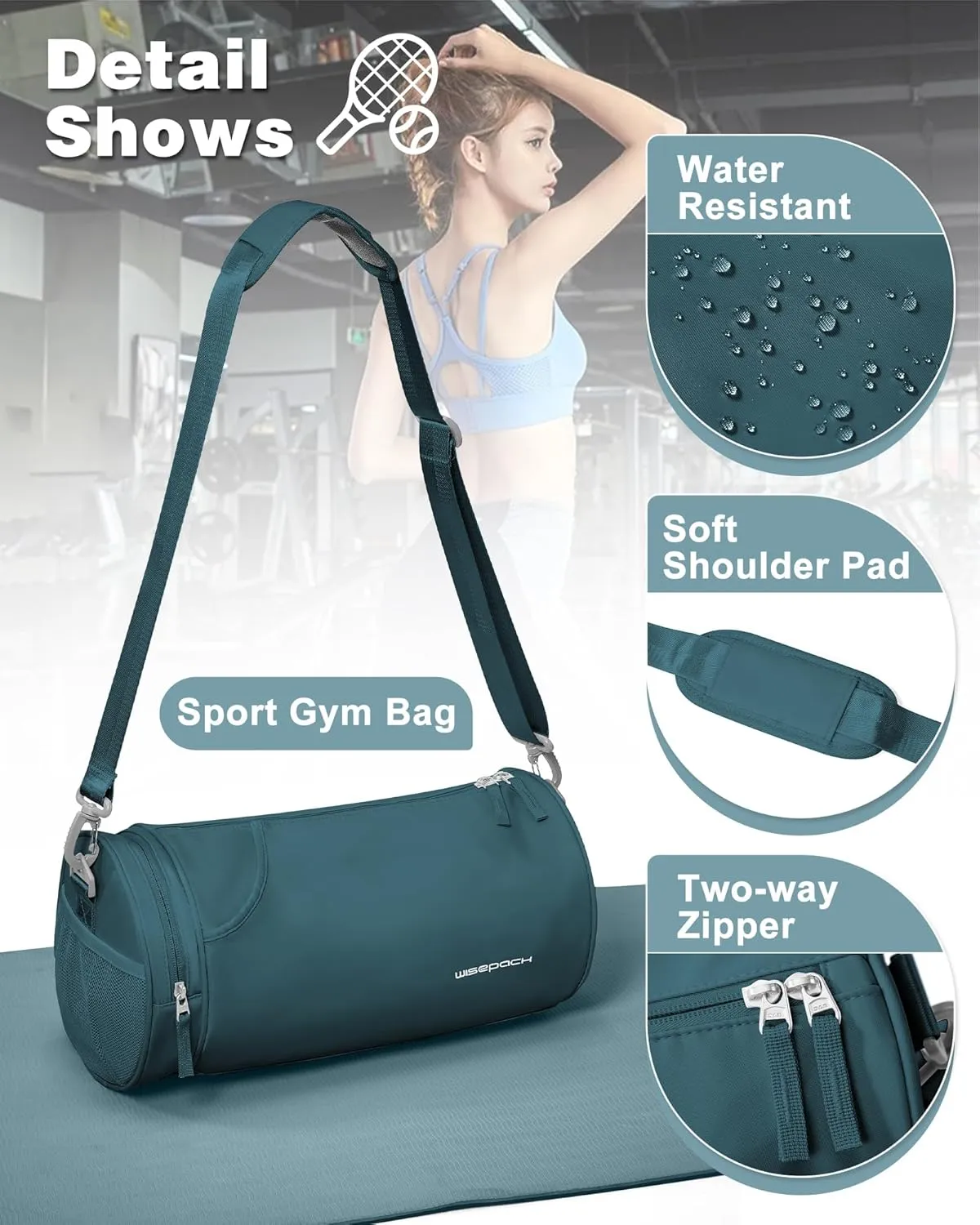 Small Gym Bag for Women,Waterproof Workout Bag Mini Duffle Bag Womens Spotrs Gym Bags Small Travel Duffel Bag with Wet Pocket Carry on Weekender Bags for Dance Swimming,Gym,Yoga,Fitness Dark Blue