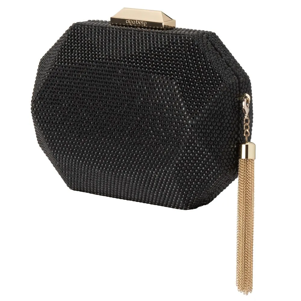 TILLY Black Evening Clutch with Tassel