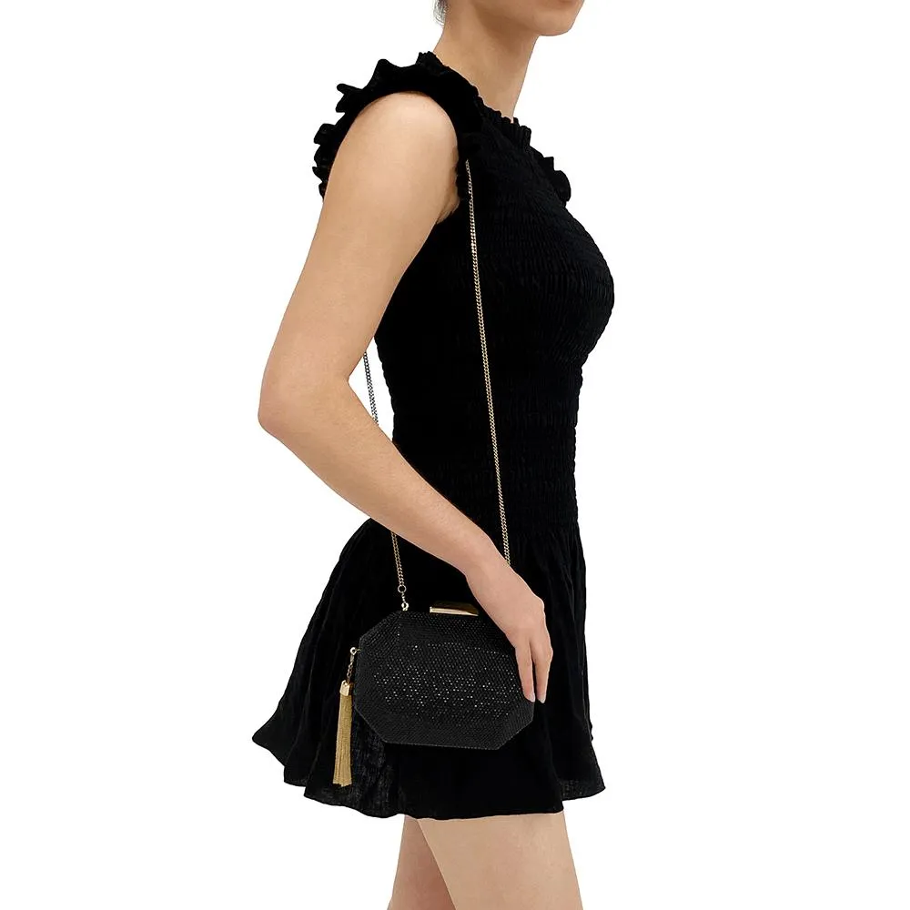 TILLY Black Evening Clutch with Tassel