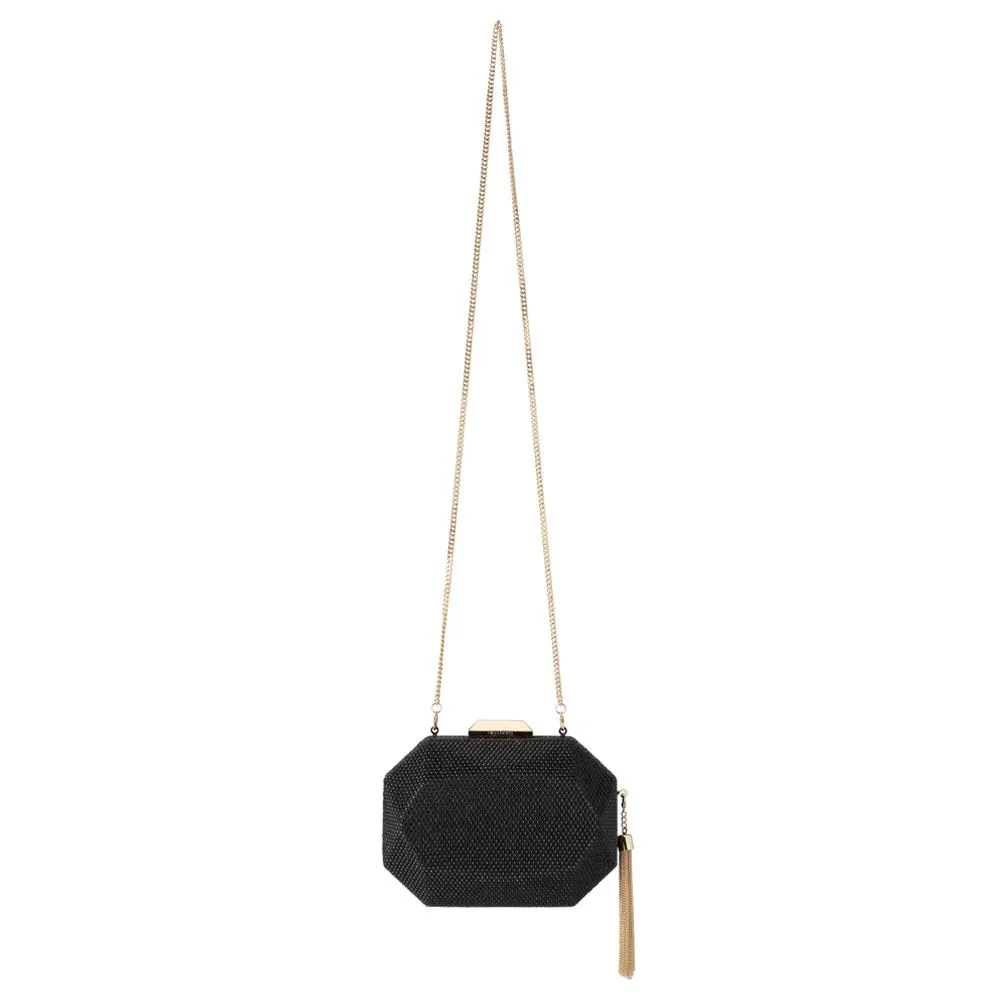TILLY Black Evening Clutch with Tassel