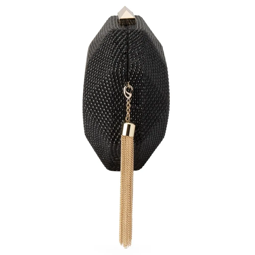 TILLY Black Evening Clutch with Tassel