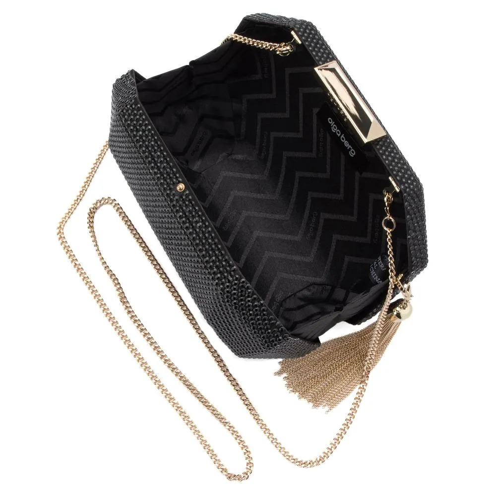 TILLY Black Evening Clutch with Tassel