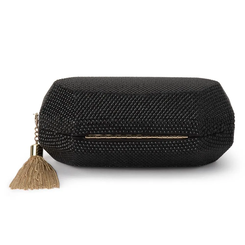 TILLY Black Evening Clutch with Tassel