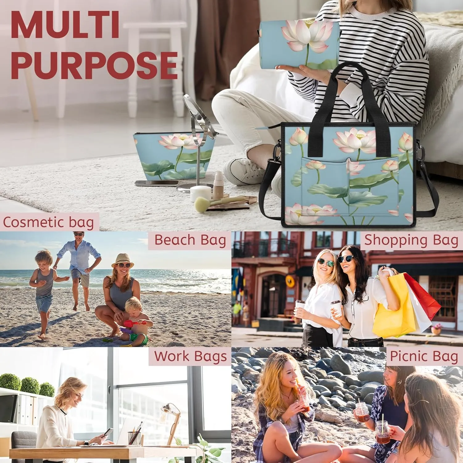 Tote Satchel Bag Set 3PCS for Women, Tote Briefcase Shoulder Handbag Purse Satchels