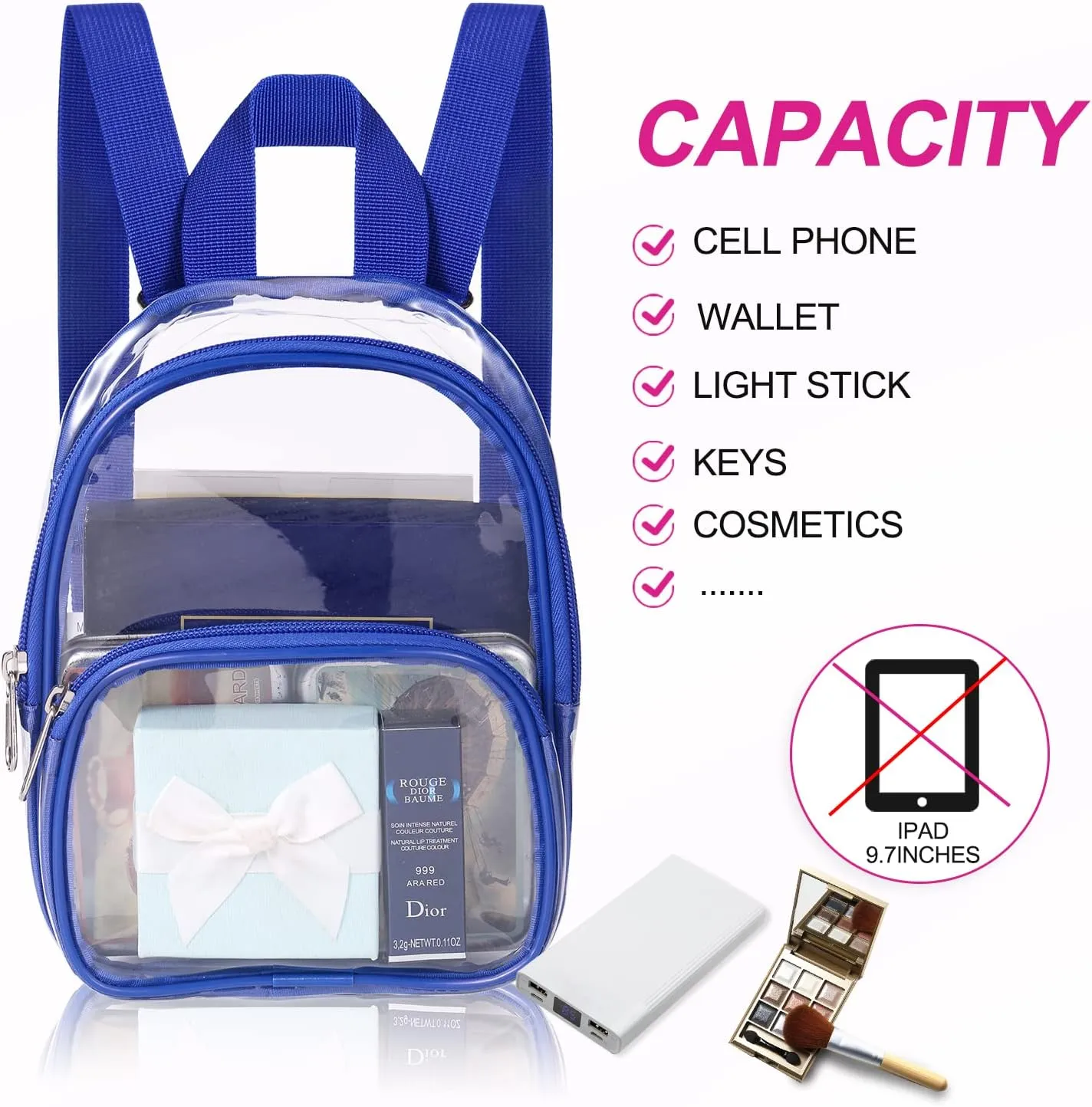 USPECLARE Clear Mini Backpack Stadium Approved for Little Boys & Girls, Transparent Backpack for Concert, Festival, Sport Events