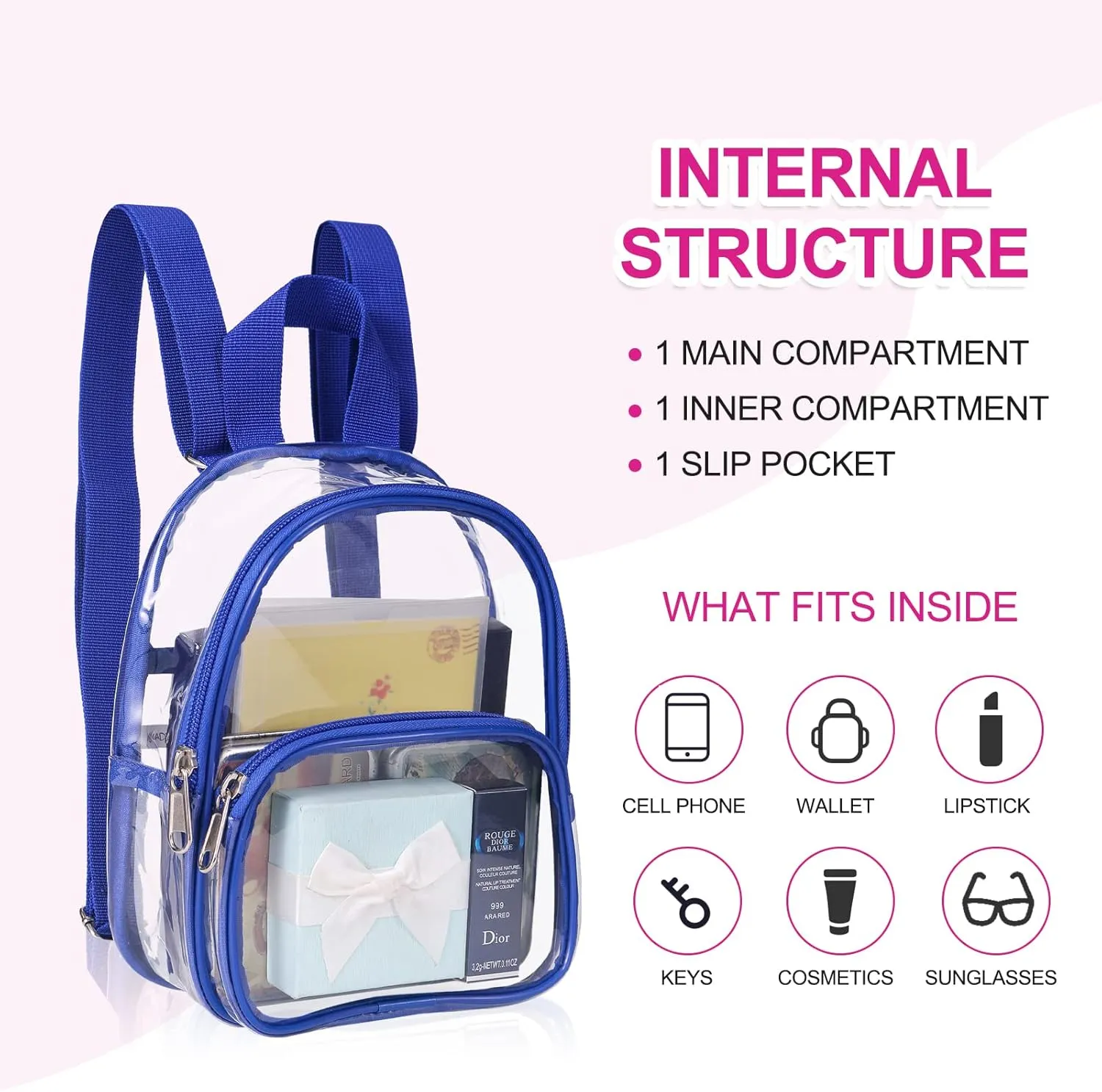 USPECLARE Clear Mini Backpack Stadium Approved for Little Boys & Girls, Transparent Backpack for Concert, Festival, Sport Events