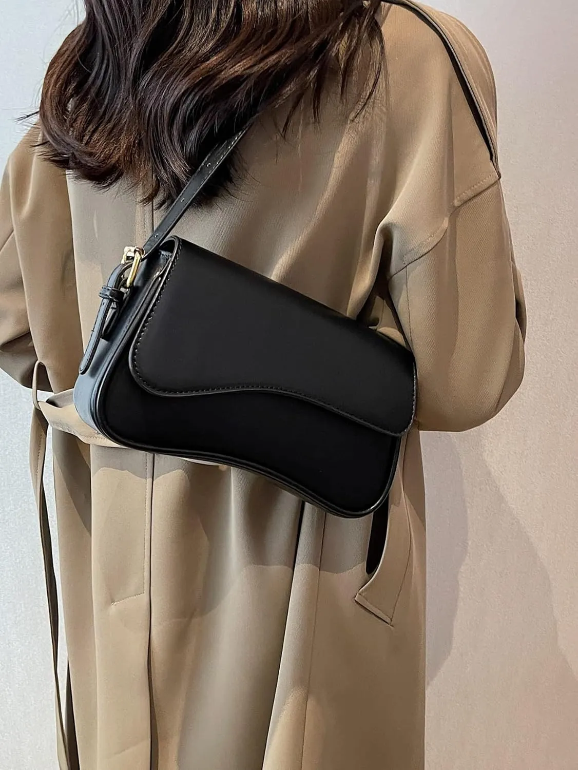 Verdusa Women's Leather Shoulder Bag Clutch Purses Trendy Hobo Crossbody Handbags Y2K Saddle Flap Underarm Purse