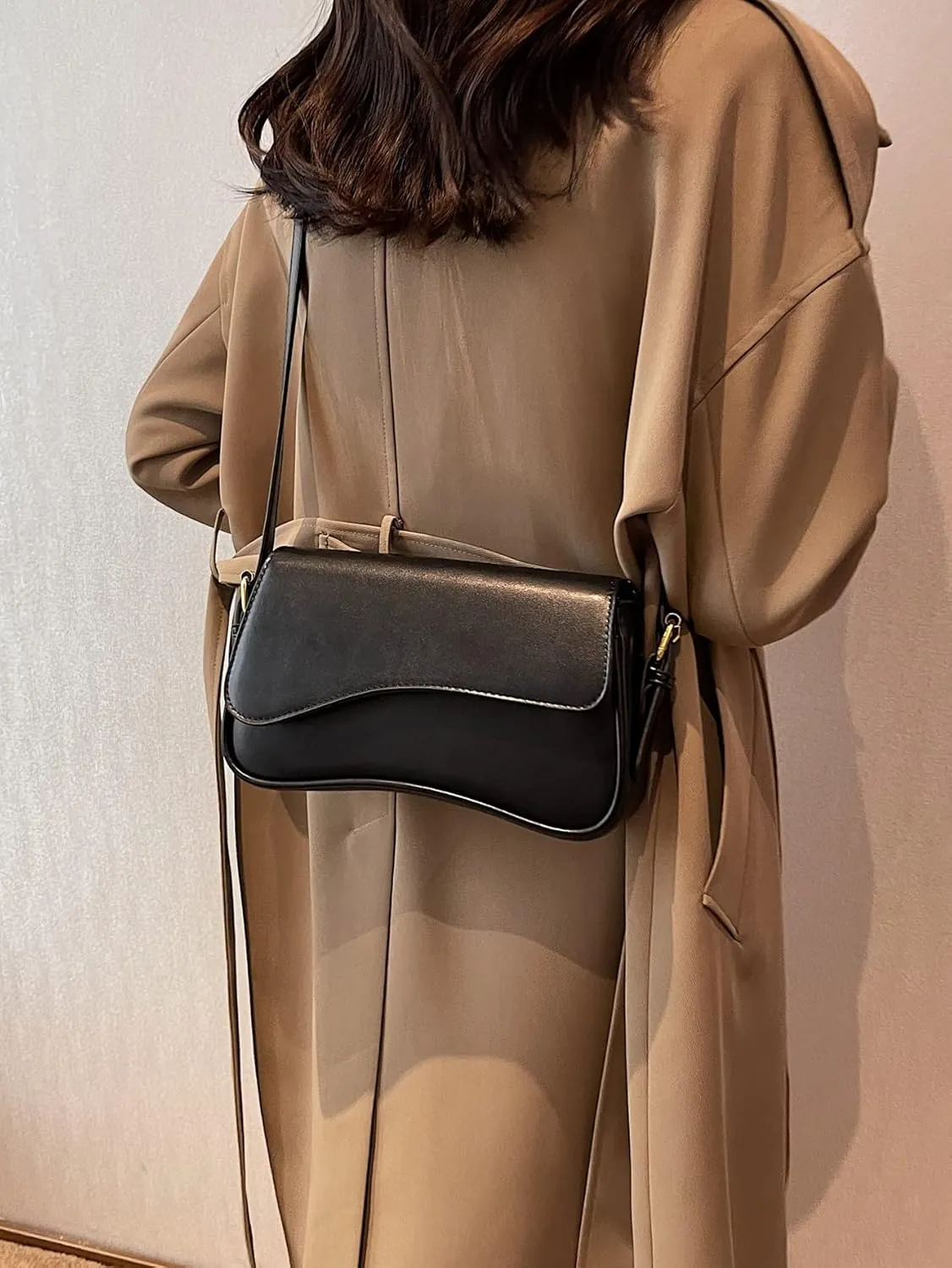 Verdusa Women's Leather Shoulder Bag Clutch Purses Trendy Hobo Crossbody Handbags Y2K Saddle Flap Underarm Purse