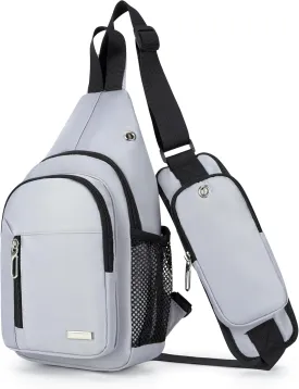 Waterproof Sling Bag Crossbody Backpack Unisex Chest Bags for Women Men Hiking Daypack Casual Lightweight Fanny Pack (grey)