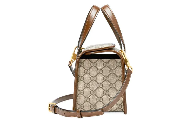 (WMNS) GUCCI Canvas Horsebit 1955 Old Flower Logo Single-Shoulder Bag Mini Brown