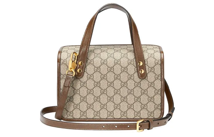 (WMNS) GUCCI Canvas Horsebit 1955 Old Flower Logo Single-Shoulder Bag Mini Brown