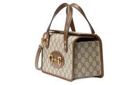 (WMNS) GUCCI Canvas Horsebit 1955 Old Flower Logo Single-Shoulder Bag Mini Brown
