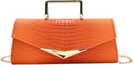 Women Vegan Leather Evening Handbag Crocodile Pattern Handle Clutch Purse Cross Body Envelope Bag