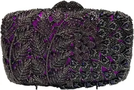 Women Vine Evening Handbag Sparkling Rhinestone Leaf Pattern Clutch Elegant Purse Bag for Party Wedding Banquet