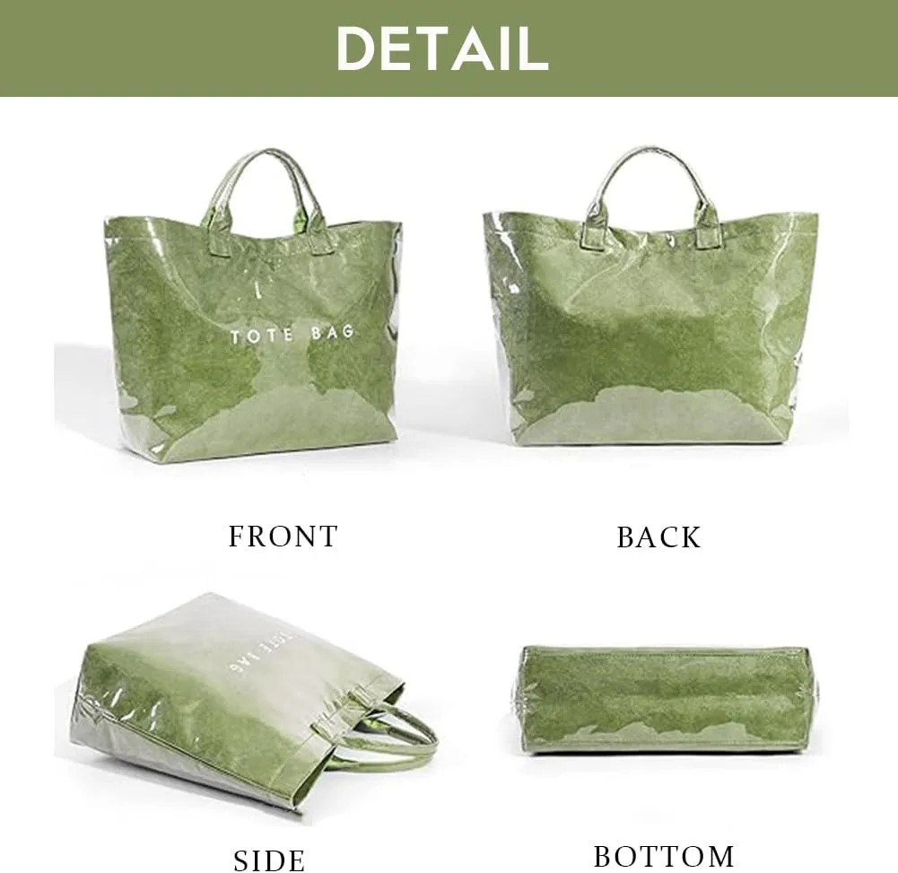 Women's Large PVC Tote Bag Clear Plastic Handbags Top Handle Handbag, Clear Bag for Women Large Carry All Tote Bag