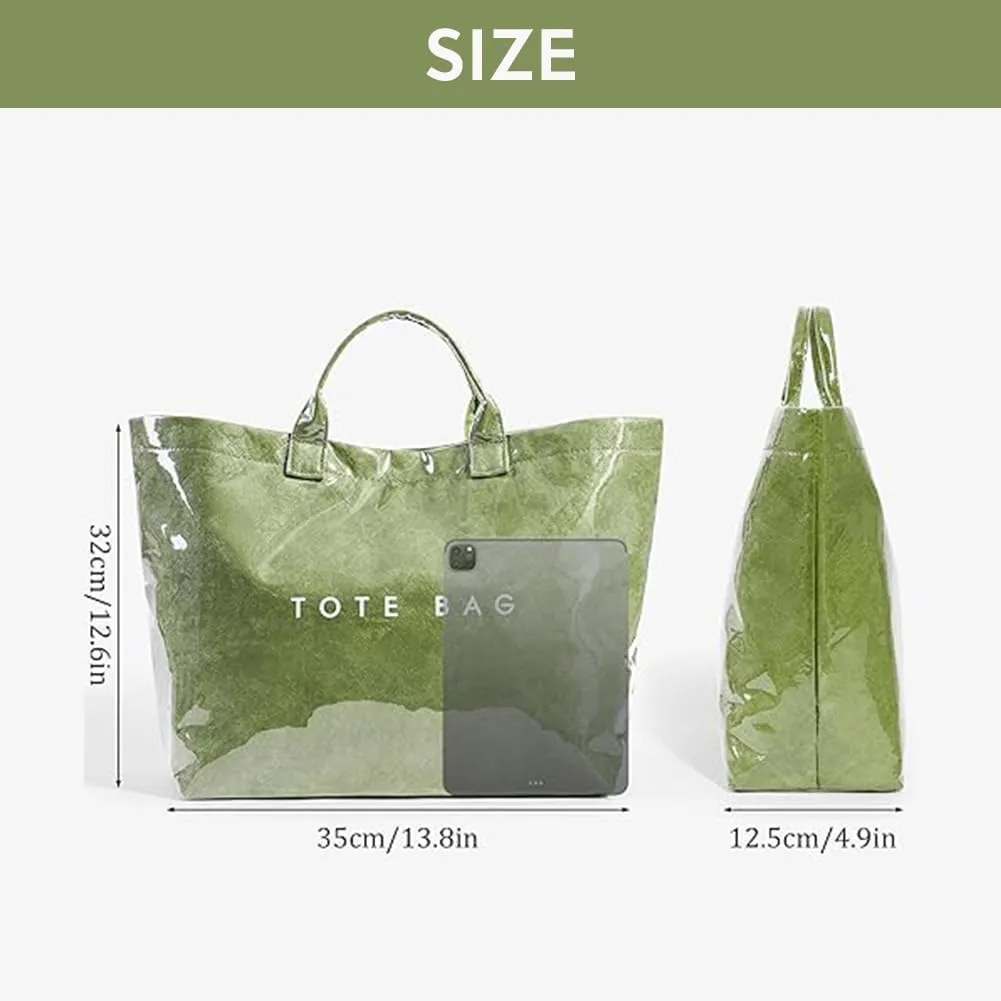 Women's Large PVC Tote Bag Clear Plastic Handbags Top Handle Handbag, Clear Bag for Women Large Carry All Tote Bag